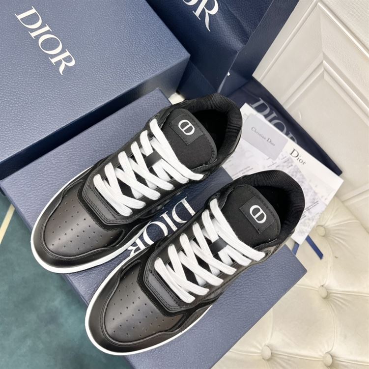 DIOR B27 LOW-TOP SNEAKER BLACK SMOOTH CALFSKIN AND CD DIAMOND CANVAS - DO141