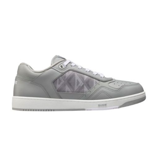 DIOR B27 LOW-TOP SNEAKER GRAY SMOOTH CALFSKIN AND CD DIAMOND CANVAS - DO139