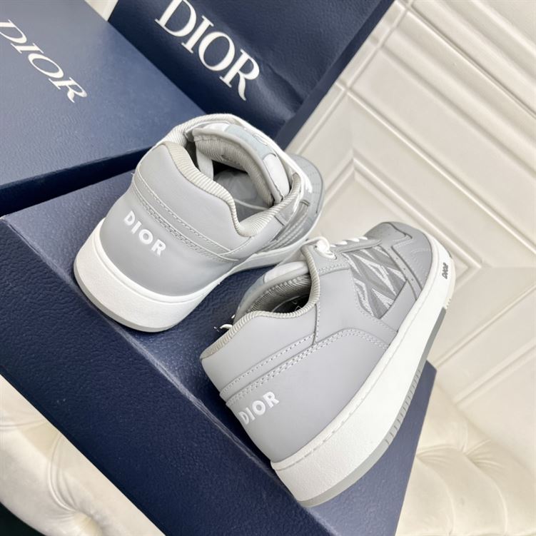 DIOR B27 LOW-TOP SNEAKER GRAY SMOOTH CALFSKIN AND CD DIAMOND CANVAS - DO139