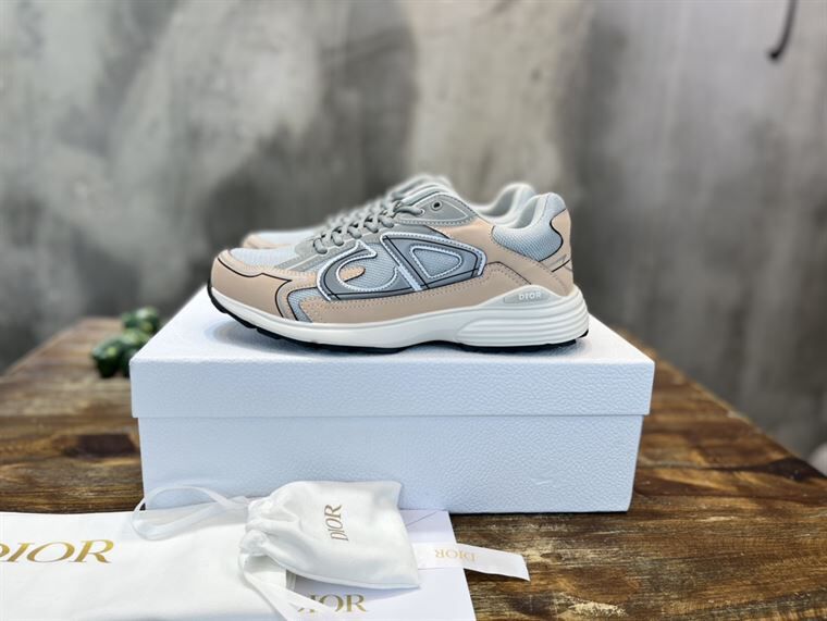 DIOR B30 SNEAKER GRAY MESH AND LIGHT PINK AND GRAY TECHNICAL FABRIC - DO058