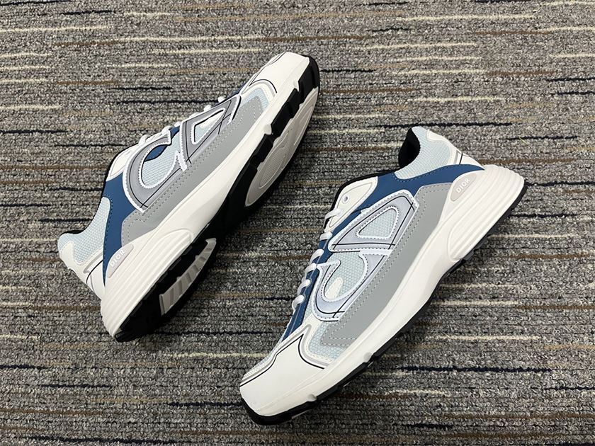 DIOR B30 SNEAKER LIGHT BLUE MESH AND BLUE GRAY AND WHITE TECHNICAL FABRIC - DO110