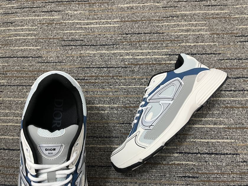 DIOR B30 SNEAKER LIGHT BLUE MESH AND BLUE GRAY AND WHITE TECHNICAL FABRIC - DO110