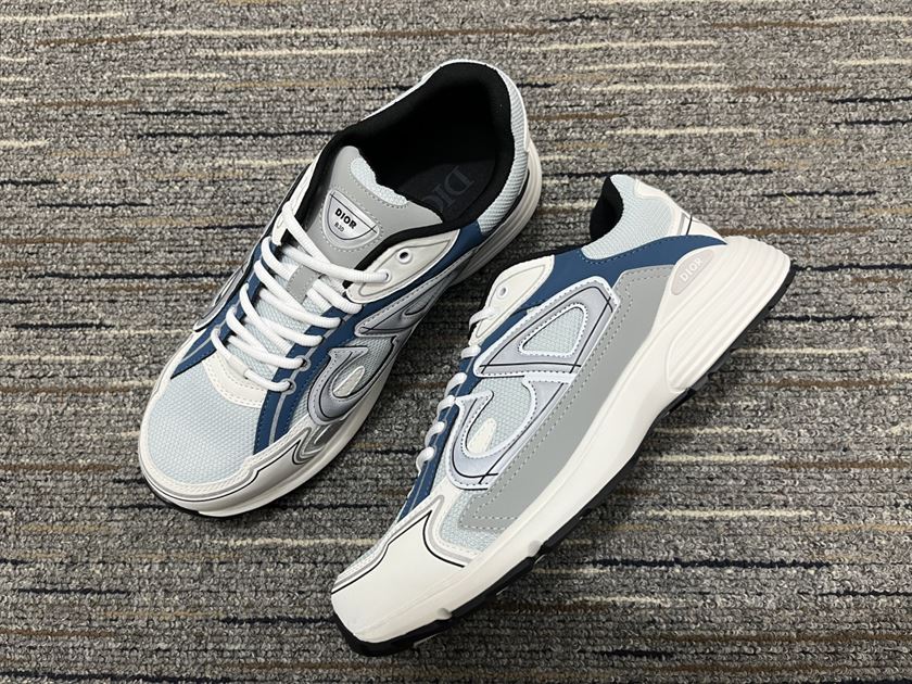 DIOR B30 SNEAKER LIGHT BLUE MESH AND BLUE GRAY AND WHITE TECHNICAL FABRIC - DO110