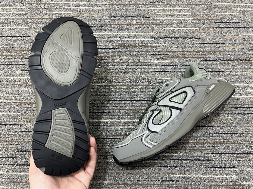 DIOR B30 SNEAKER OLIVE MESH AND TECHNICAL FABRIC - DO109