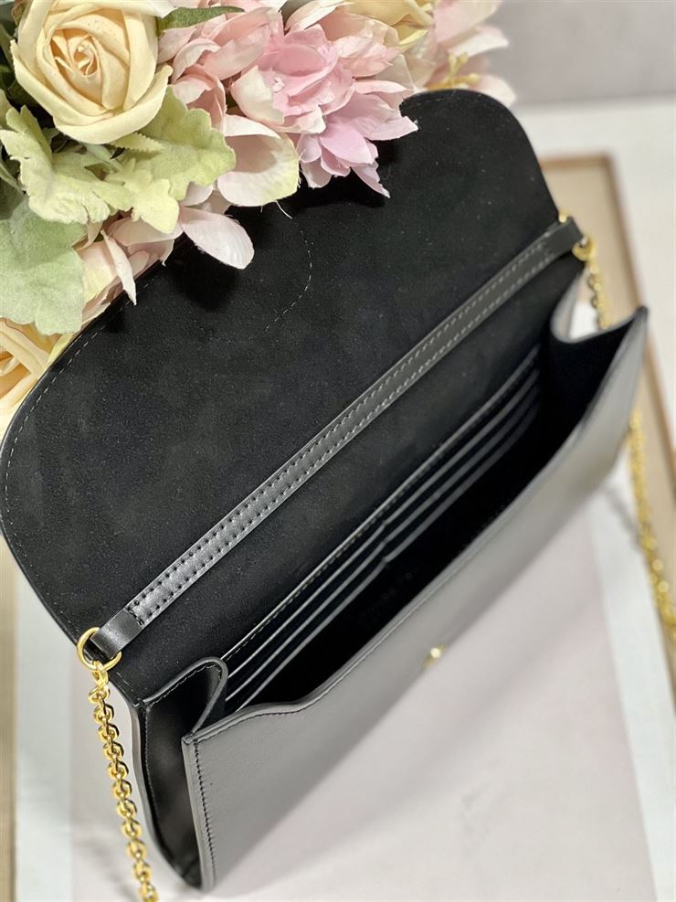 DIOR BOBBY EAST-WEST POUCH WITH CHAIN BLACK