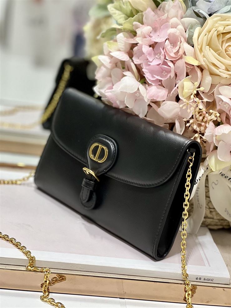 DIOR BOBBY EAST-WEST POUCH WITH CHAIN BLACK