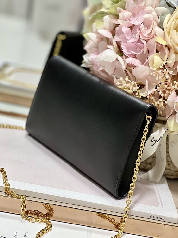 DIOR BOBBY EAST-WEST POUCH WITH CHAIN BLACK
