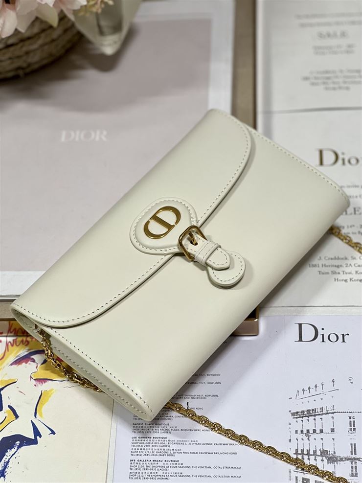 DIOR BOBBY EAST-WEST POUCH WITH CHAIN LATTE SMOOTH CALFSKIN