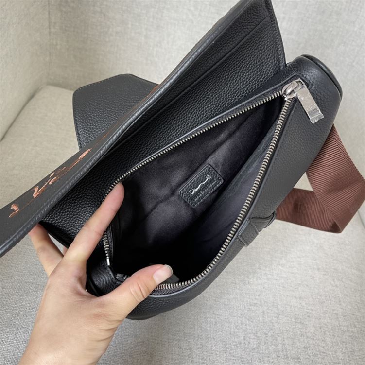 DIOR CACTUS JACK DIOR SADDLE BAG BLACK GRAINED CALFSKIN WITH EMBROIDERED SIGNATURE - DIO019