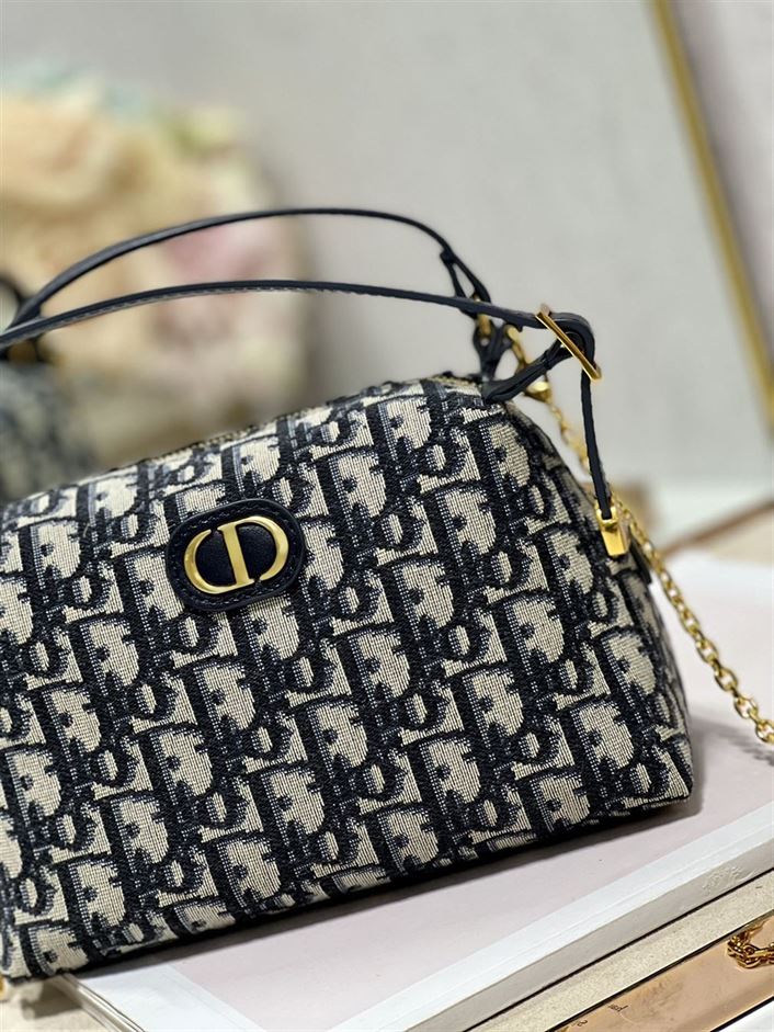 DIOR CARO D-COSY BAG BLUE DIOR OBLIQUE JACQUARD