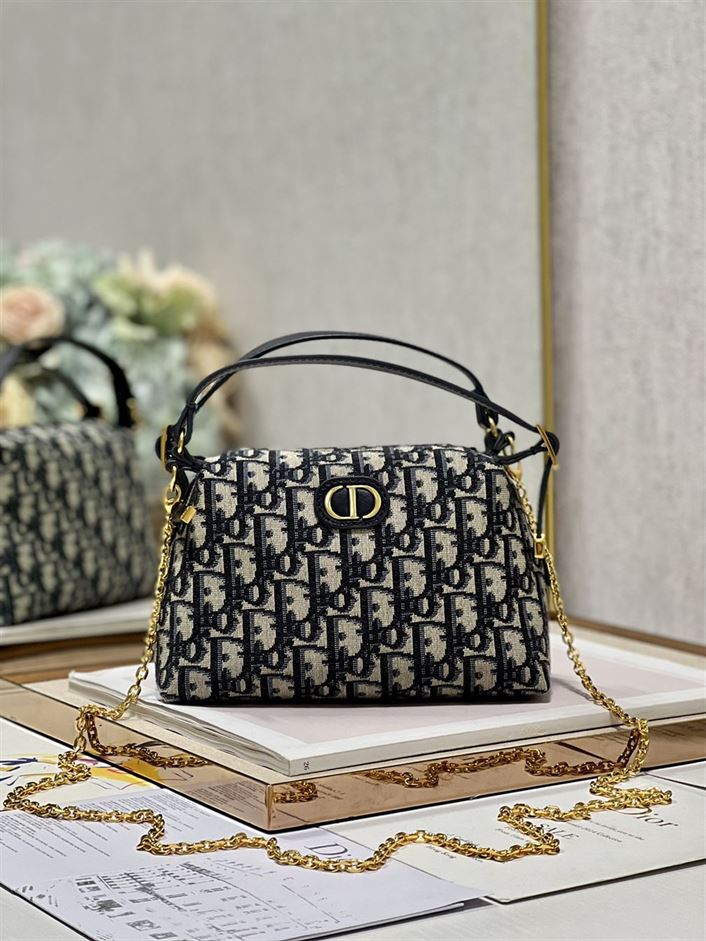 DIOR CARO D-COSY BAG BLUE DIOR OBLIQUE JACQUARD