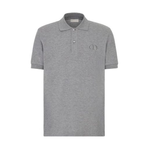 DIOR CD ICON POLO SHIRT GRAY COTTON PIQUÃ‰ - DOT024