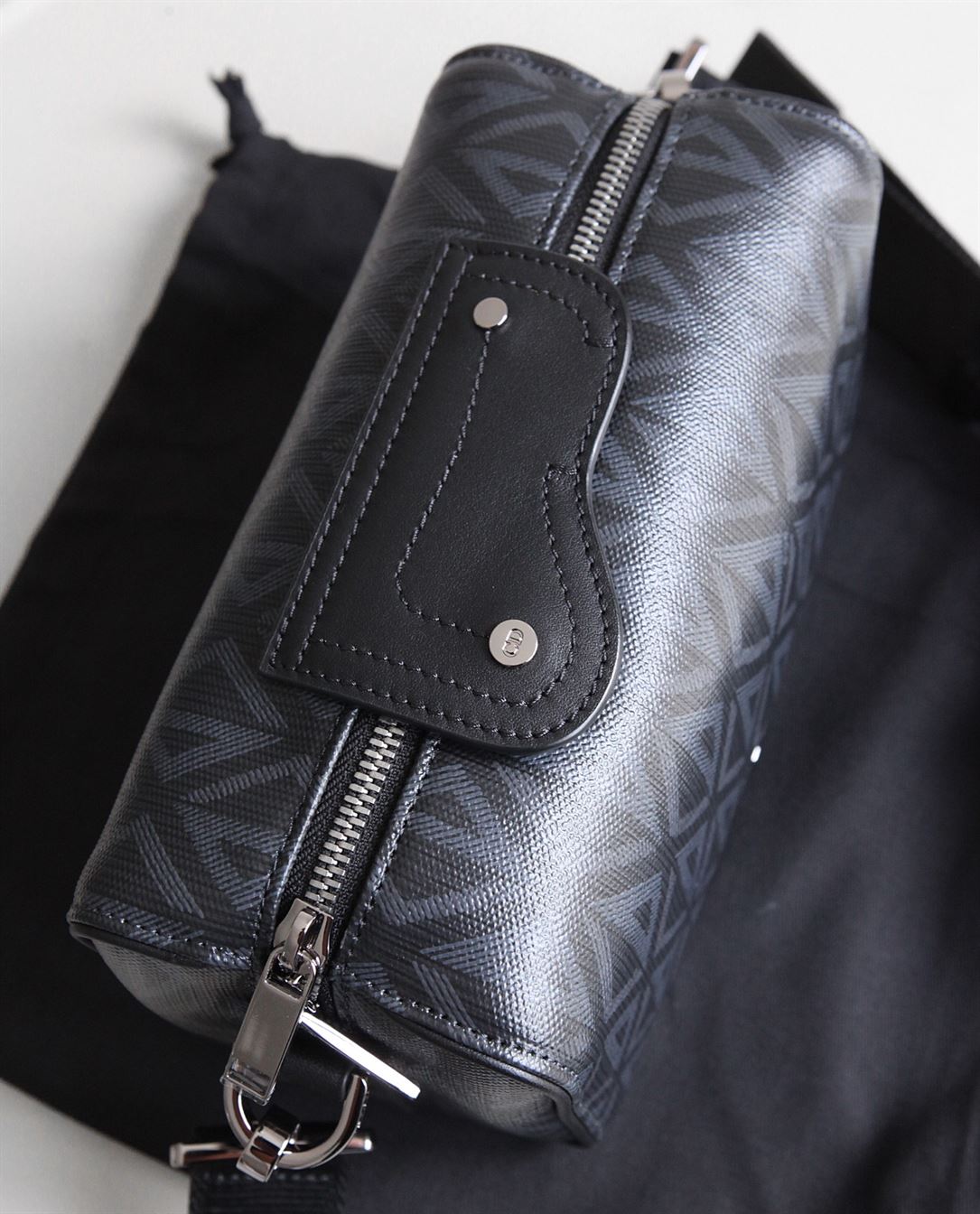 DIOR LINGOT 22 BAG BLACK CD DIAMOND CANVAS - DIO015