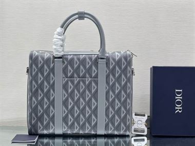 DIOR LINGOT BRIEFCASE BLACK CD DIAMOND CANVAS AND SMOOTH CALFSKIN - DIO033