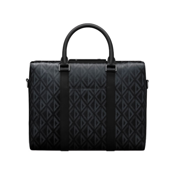 DIOR LINGOT BRIEFCASE GRAY CD DIAMOND CANVAS AND SMOOTH CALFSKIN - DIO032