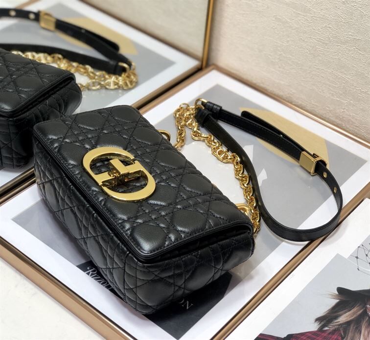 DIOR MEDIUM DIOR CARO BAG BLACK SUPPLE