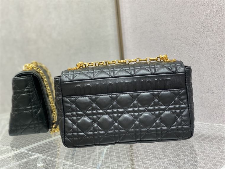 DIOR MEDIUM DIOR CARO BAG BLACK SUPPLE CANNAGE CALFSKIN
