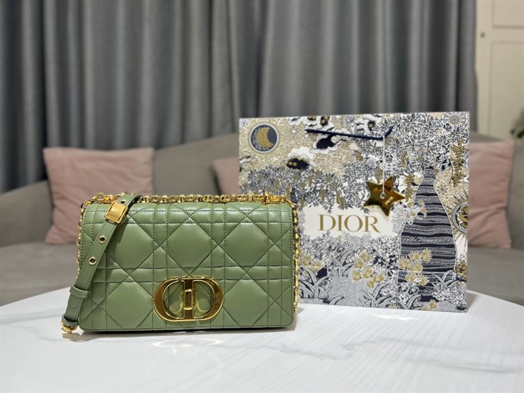 DIOR MEDIUM DIOR CARO BAG GREEN QUILTED