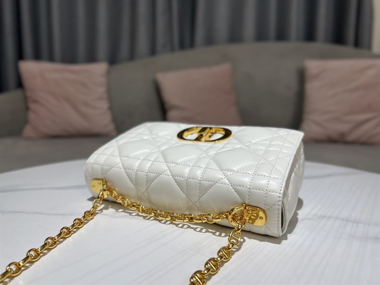 DIOR MEDIUM DIOR CARO BAG WHITE QUILTED MACROCANNAGE CALFSKIN