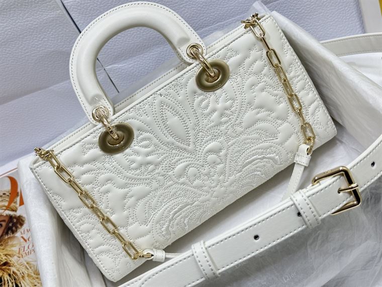 DIOR MEDIUM LADY D-JOY BAG LATTE QUILTED EFFEC