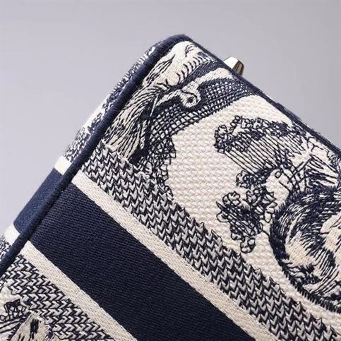 DIOR MEDIUM LADY D-LITE BAG BLUE TOILE