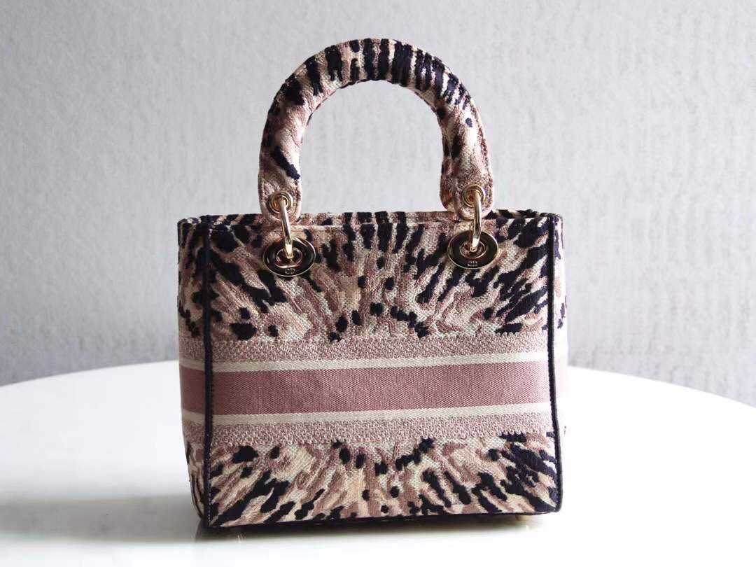 DIOR MEDIUM LADY D-LITE BAG IN MULTICOLOR TIE EMBROIDERY