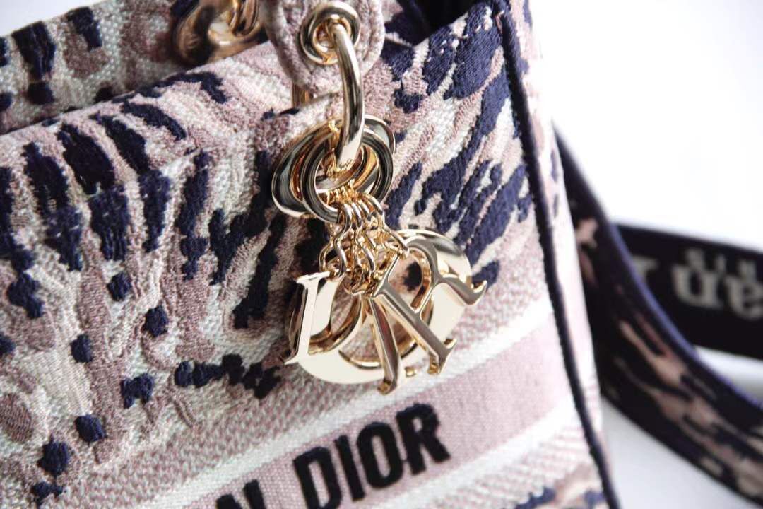 DIOR MEDIUM LADY D-LITE BAG IN MULTICOLOR TIE EMBROIDERY