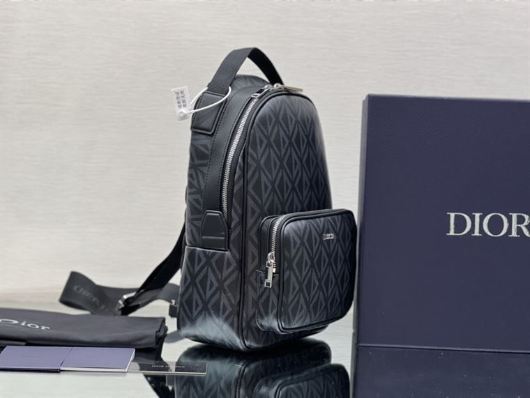 DIOR MINI RIDER SLING BAG BLACK CD DIAMOND CANVAS - DIO008