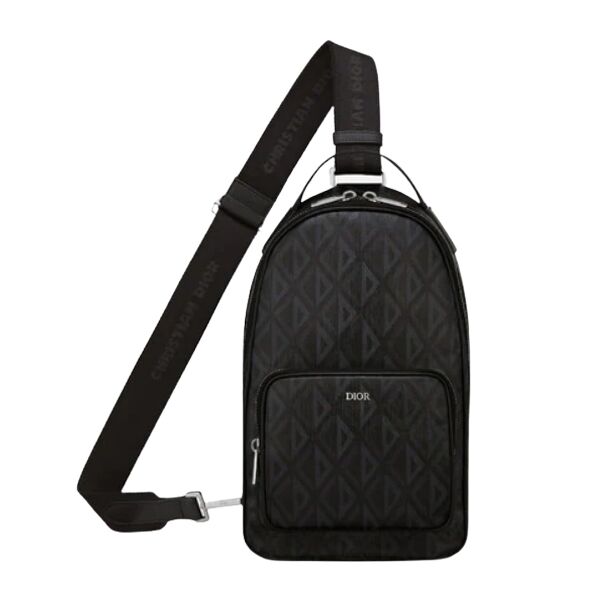 DIOR MINI RIDER SLING BAG BLACK CD DIAMOND CANVAS - DIO008
