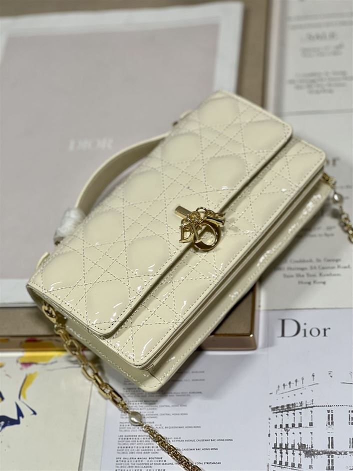 DIOR MISS DIOR MINI BAG BEIGE CANNAGE LAMBSKIN