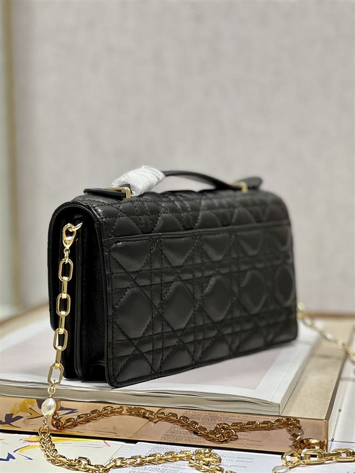 DIOR MISS DIOR MINI BAG BLACK CANNAGE LAMBSKIN