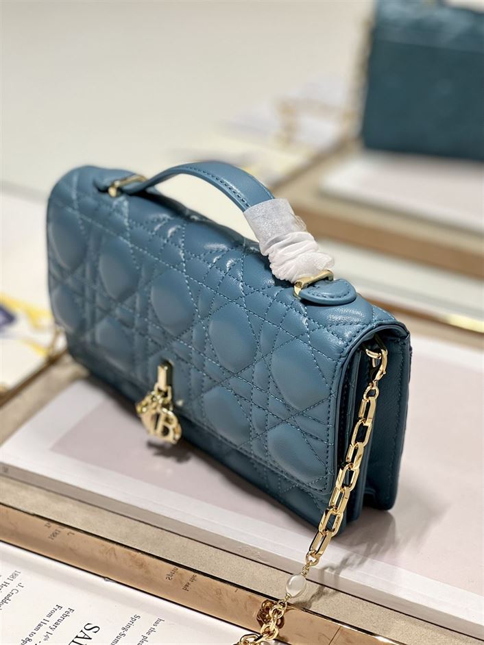 DIOR MISS DIOR MINI BAG BLUE CANNAGE LAMBSKIN