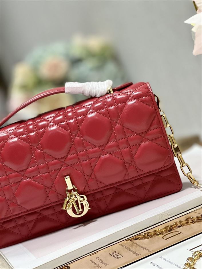 DIOR MISS DIOR MINI BAG RED CANNAGE LAMBSKIN