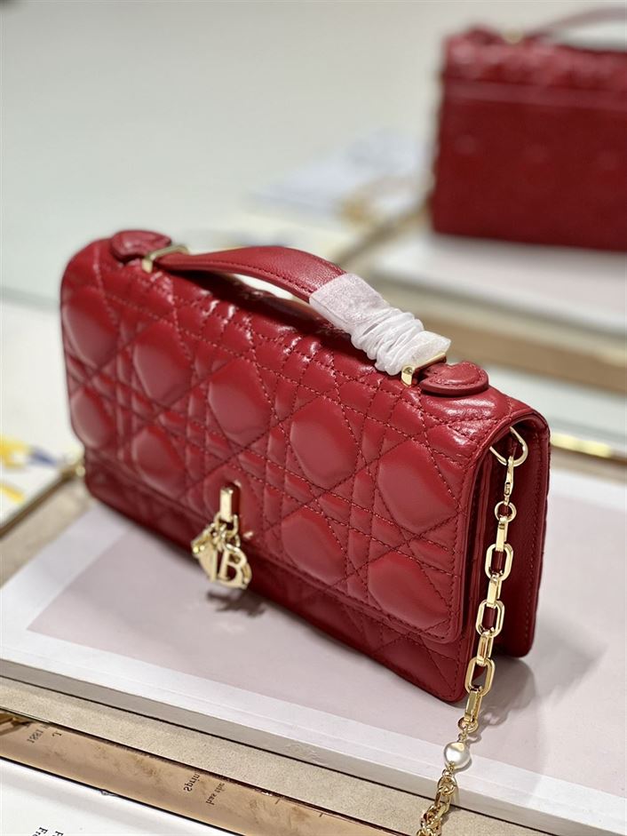 DIOR MISS DIOR MINI BAG RED CANNAGE LAMBSKIN