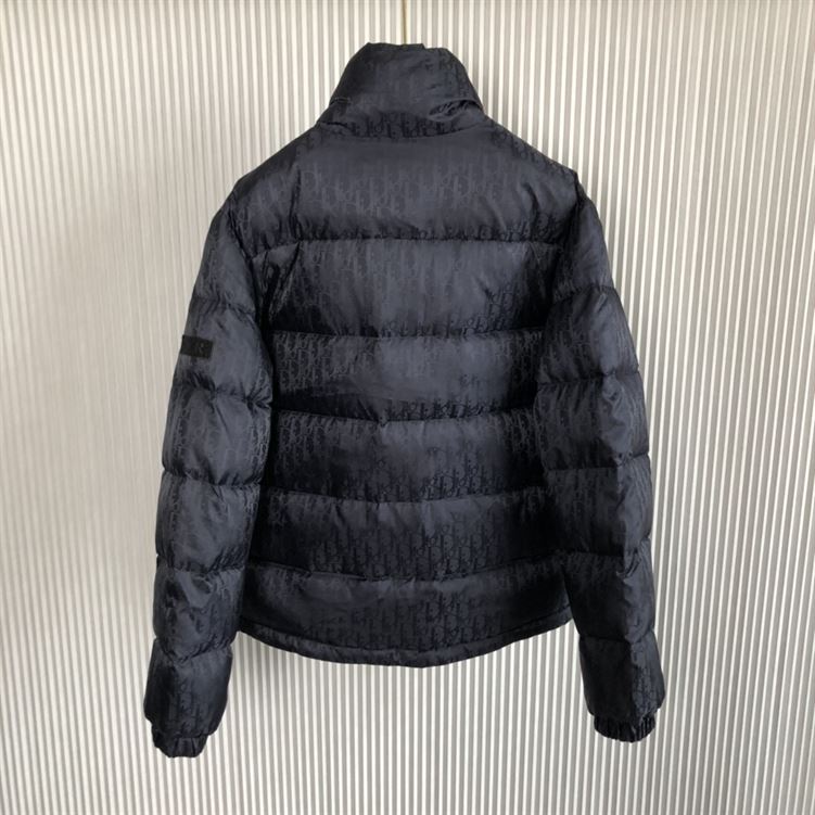 DIOR OBLIQUE DOWN JACKET BLACK NYLON TECHNICAL JACQUARD - DRC008