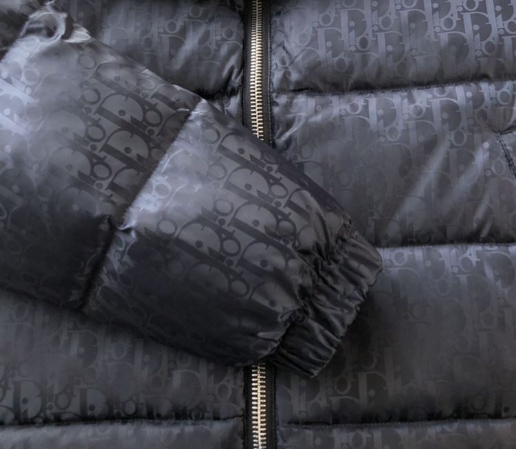 DIOR OBLIQUE DOWN JACKET BLACK NYLON TECHNICAL JACQUARD - DRC008