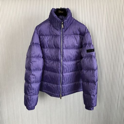 DIOR OBLIQUE DOWN JACKET PURPLE NYLON JACQUARD - DRC007