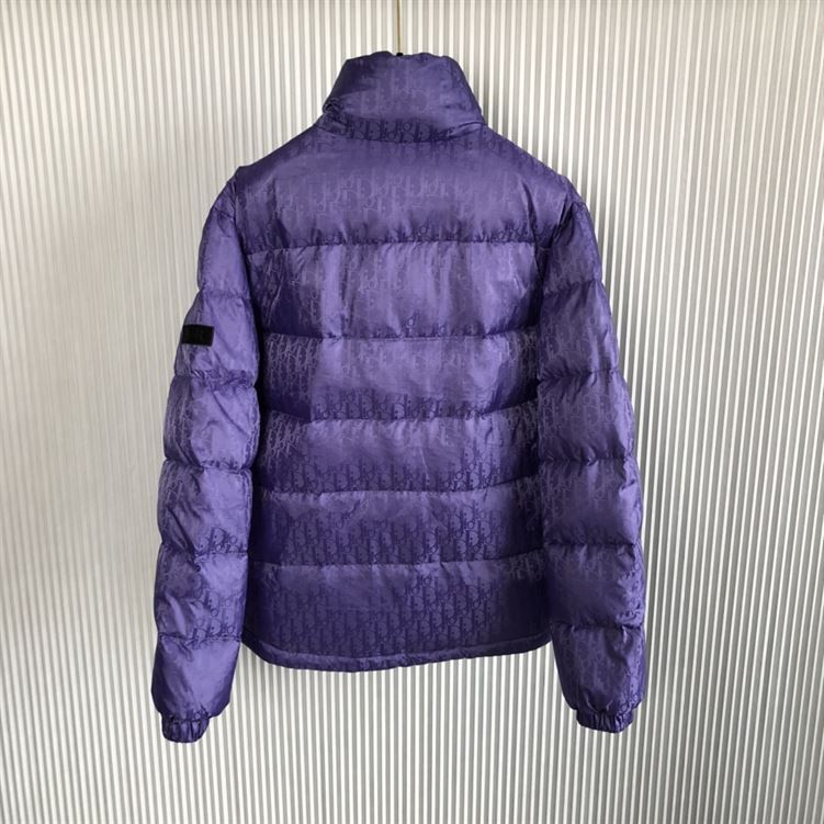 DIOR OBLIQUE DOWN JACKET PURPLE NYLON JACQUARD - DRC007