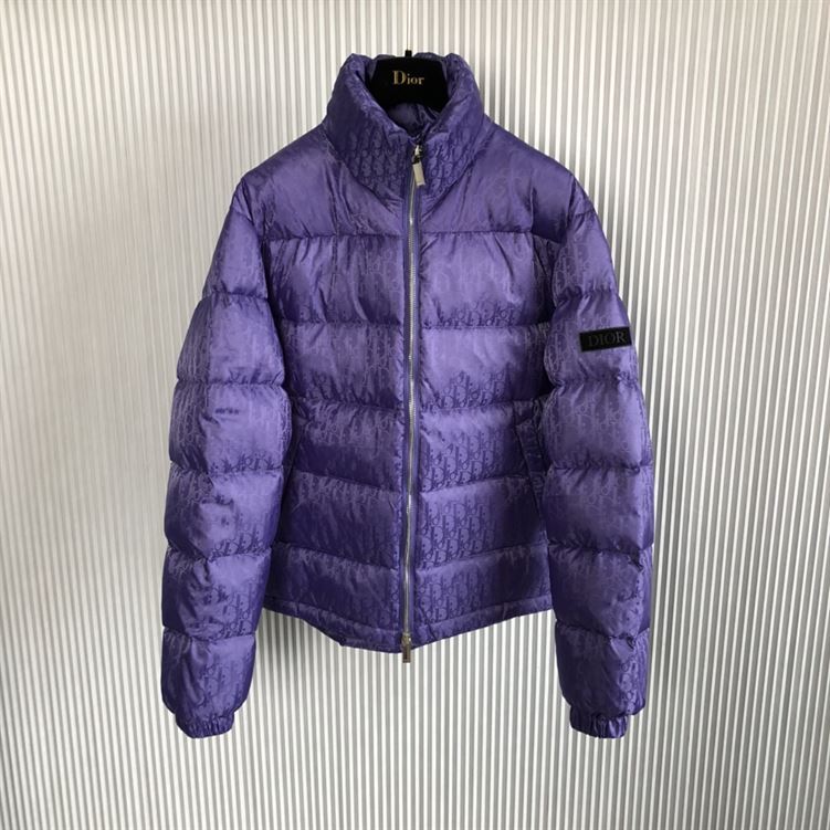 DIOR OBLIQUE DOWN JACKET PURPLE NYLON JACQUARD - DRC007