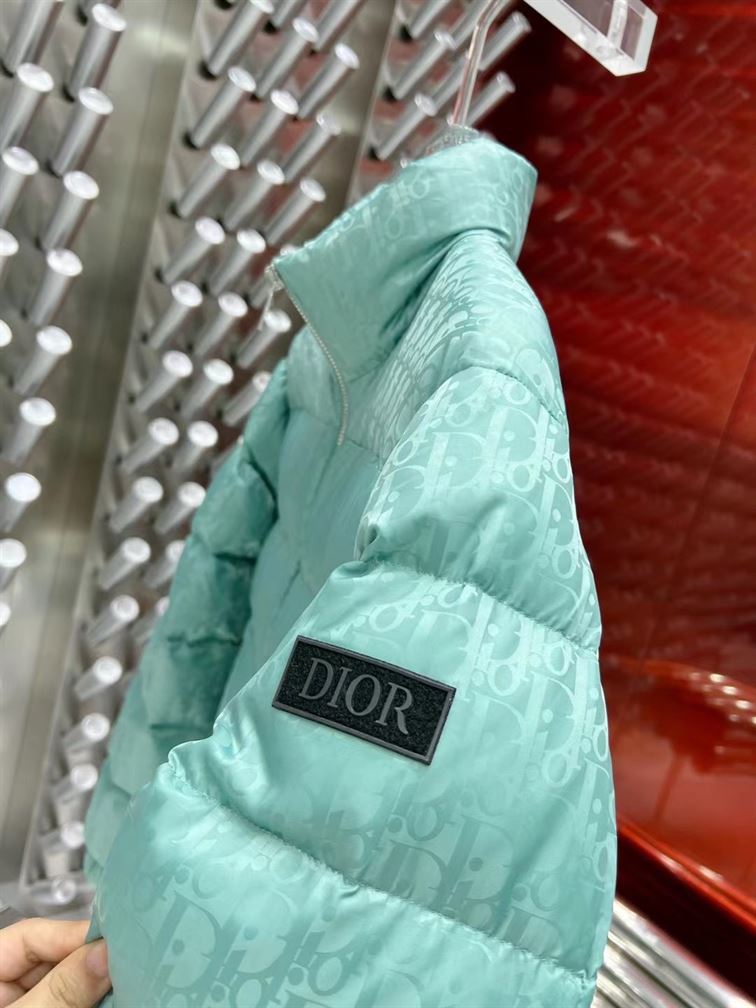 DIOR OBLIQUE DOWN JACKET SEA GREEN TECHNICAL JACQUARD - DRC004