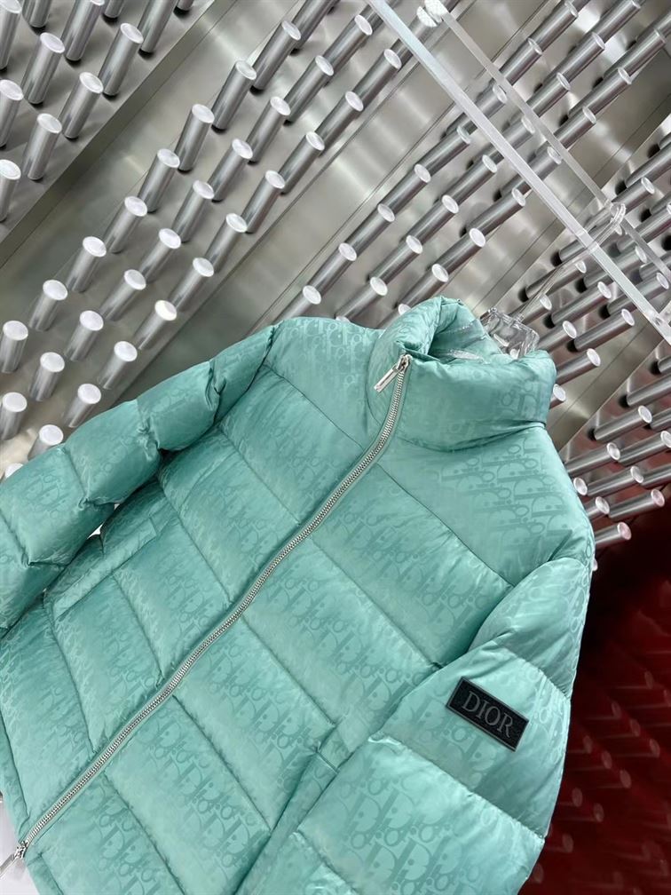 DIOR OBLIQUE DOWN JACKET SEA GREEN TECHNICAL JACQUARD - DRC004
