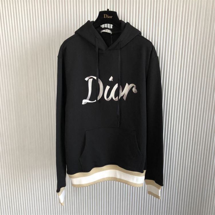 DIOR OVERSIZED HOODED SWEATSHIRT LIGHT BLACK ORGANIC COTTON FLEECE