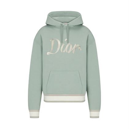 DIOR OVERSIZED HOODED SWEATSHIRT LIGHT GREEN ORGANIC COTTON FLEECE