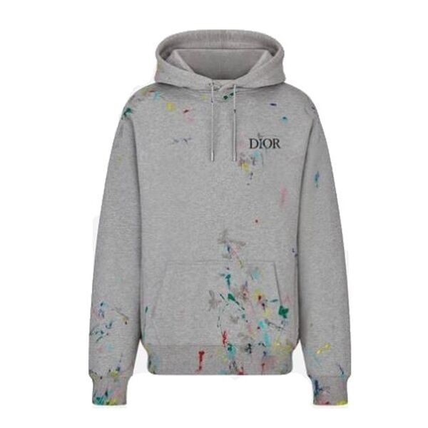 DIOR OVERSIZED SWEATSHIRT WHITE COTTON FLEECE WITH PAINT PRINT