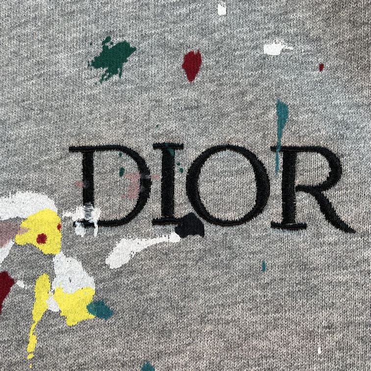 DIOR OVERSIZED SWEATSHIRT WHITE COTTON FLEECE WITH PAINT PRINT - DOS014