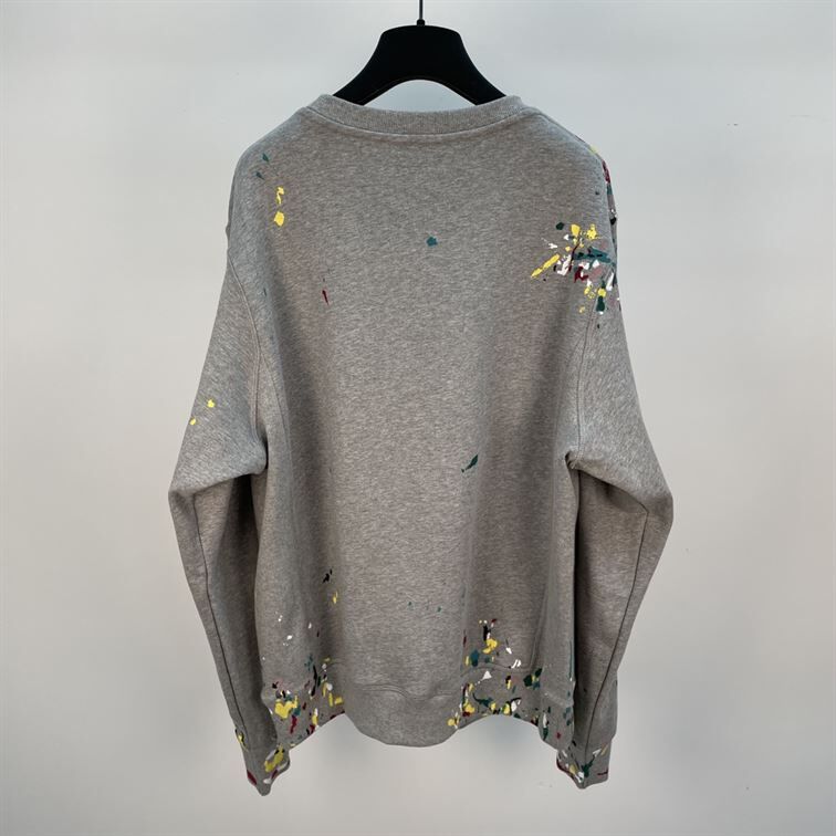 DIOR OVERSIZED SWEATSHIRT WHITE COTTON FLEECE WITH PAINT PRINT - DOS014