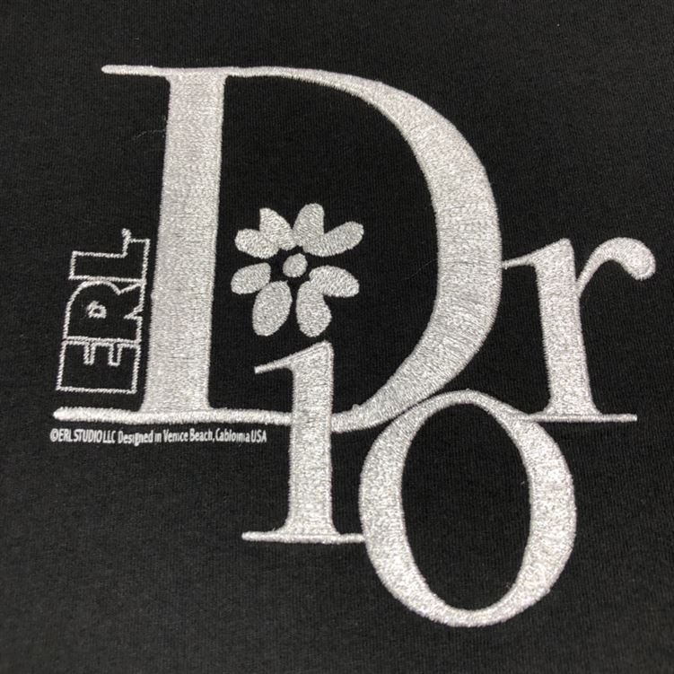 DIOR RELAXED-FIT DIOR BY ERL T-SHIRT BLACK SLUB COTTON JERSEY - DOT022