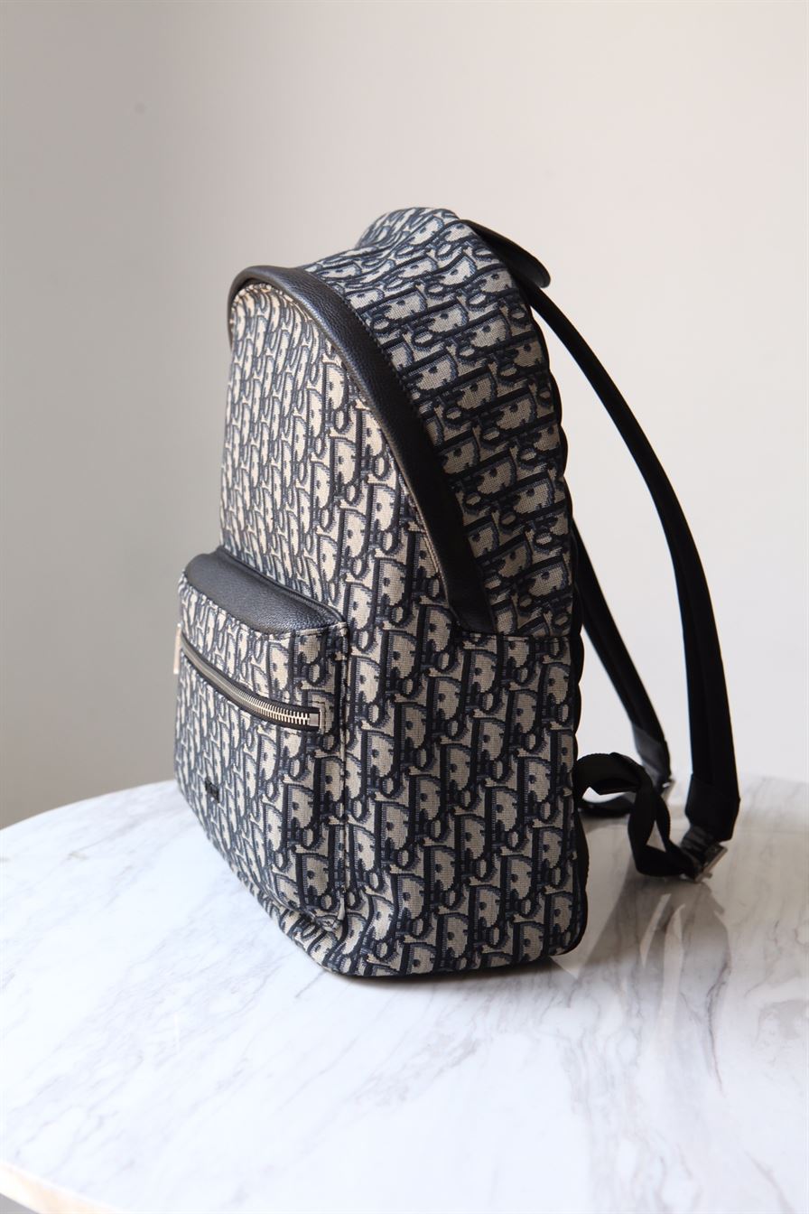 DIOR RIDER BACKPACK BEIGE AND BLACK DIOR OBLIQUE JACQUARD - DIO028