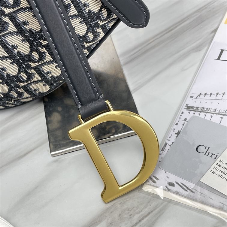 DIOR SADDLE BAG WITH STRAP BLUE DIOR OBLIQUE JACQUARD