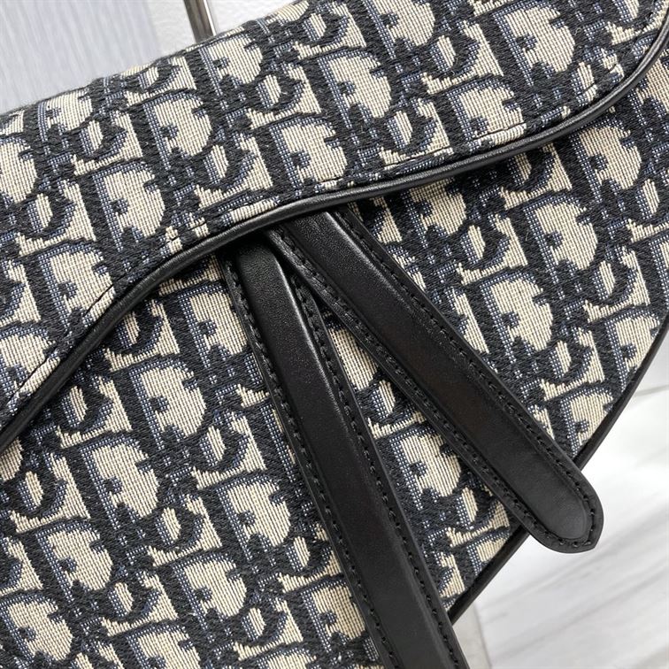 DIOR SADDLE BAG WITH STRAP BLUE DIOR OBLIQUE JACQUARD